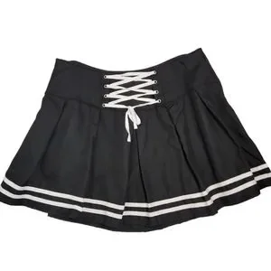 Hot Topic Skirts Hot Topic Gothcoreblack White Laceup Pleated